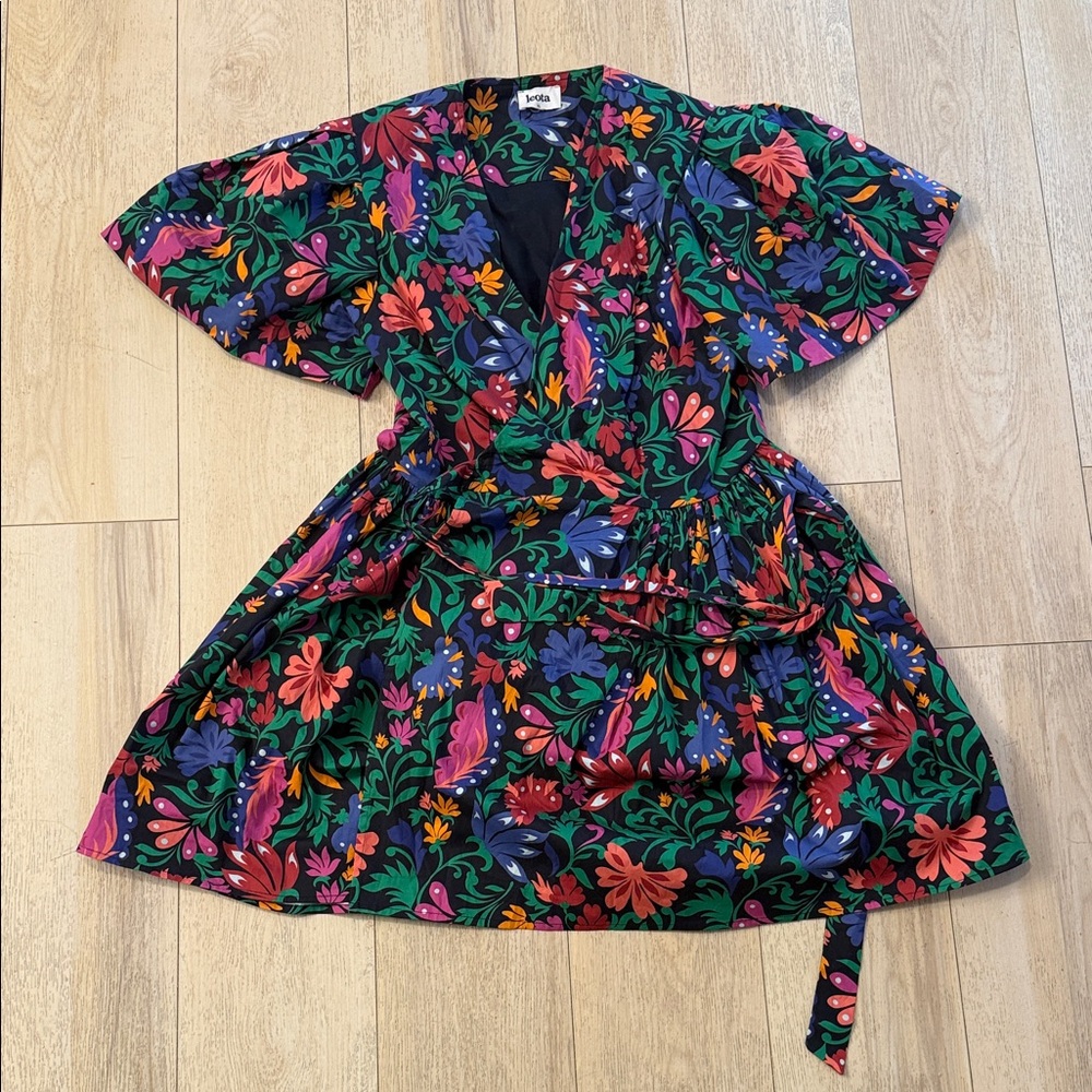 Leota Red & Green Floral Print Midi Dress Size XL